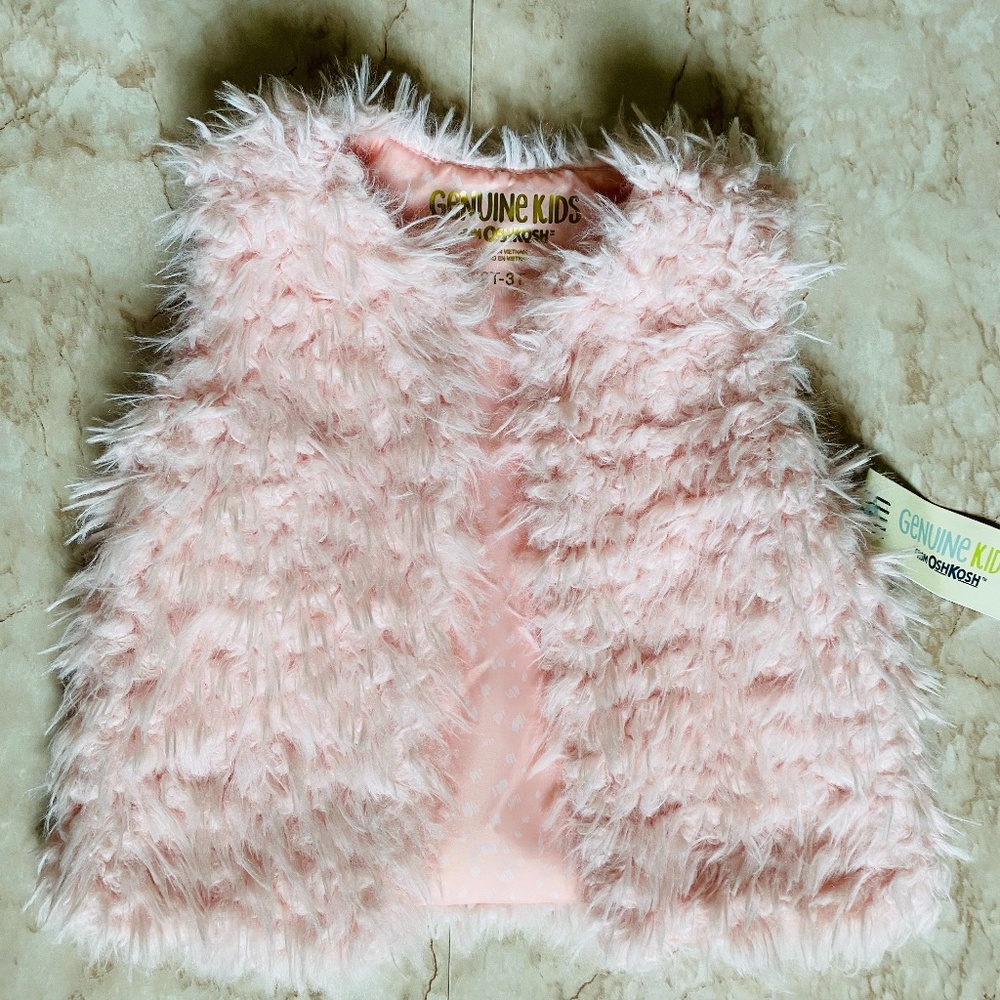Pink fur vest for toddler girls